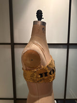 Moschino Gold & Black Sequined Crop Top Bandeau  NWT