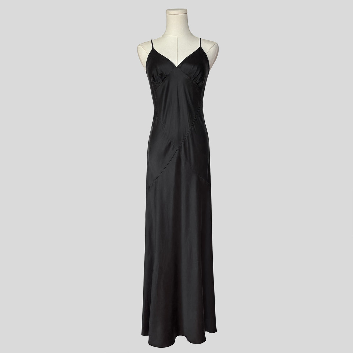 Backless silk gown in black