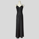 Backless silk gown in black