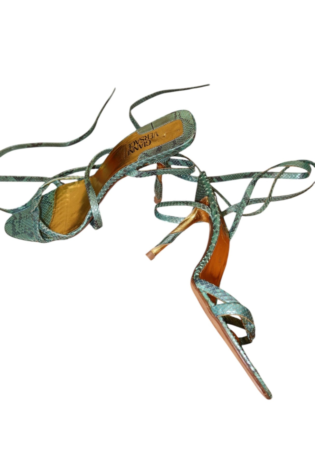 Gianni Versace blue python lace up heels (38)