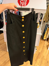 100% wool black skirt with gold buttons - TUV #40