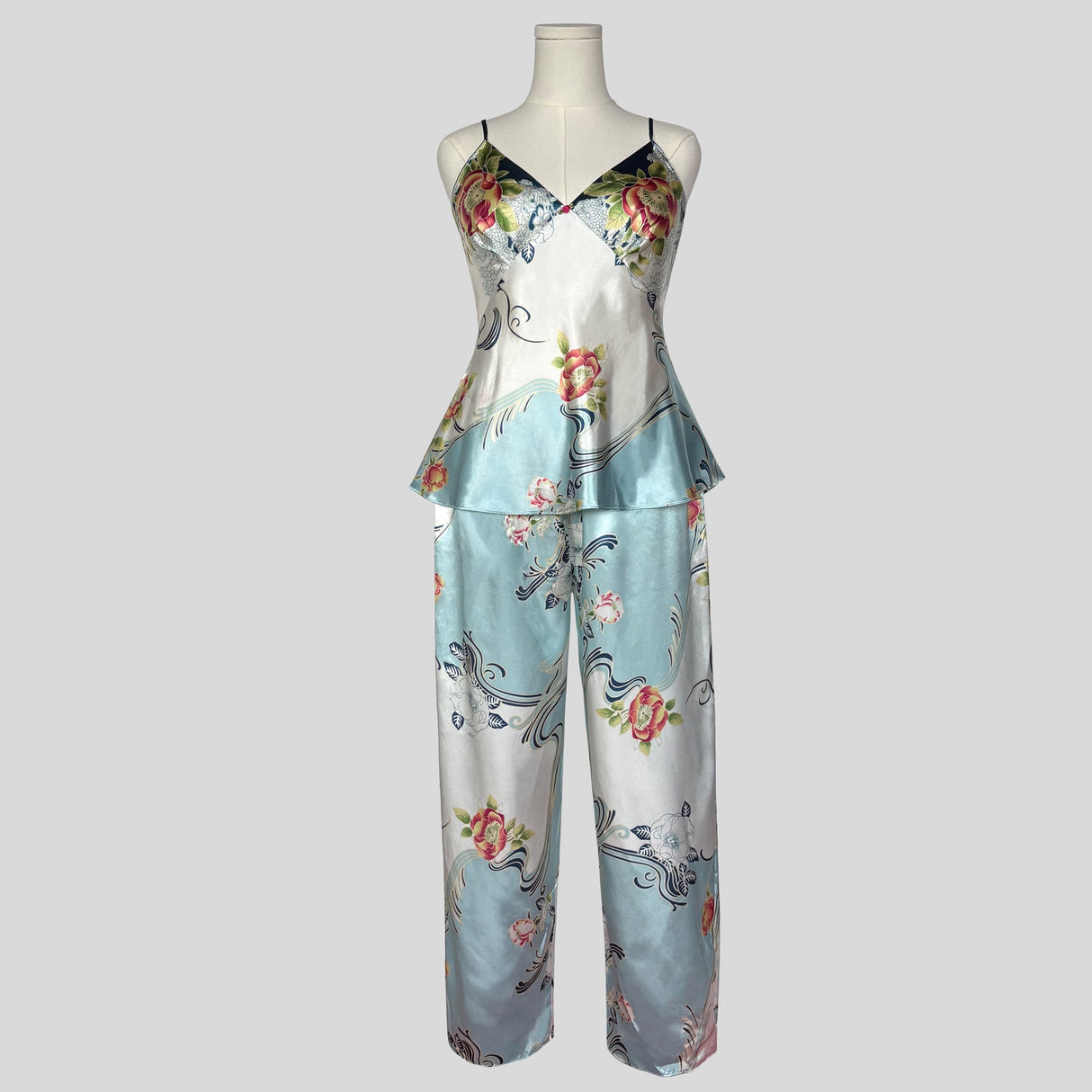 Silky floral pajama set