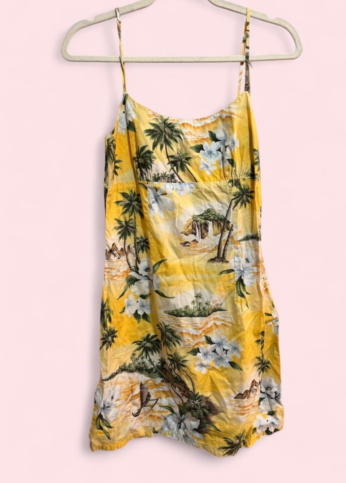 100% cotton Hawaiian yellow dress - SKU TUV #85