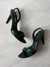 Prada EU 38 Dark Green Leather Slingback Sandal