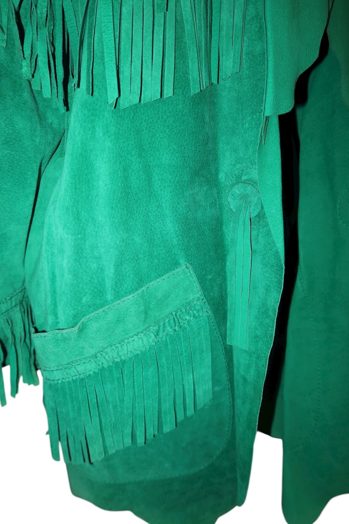 Moschino green leather/suede jacket with fringes