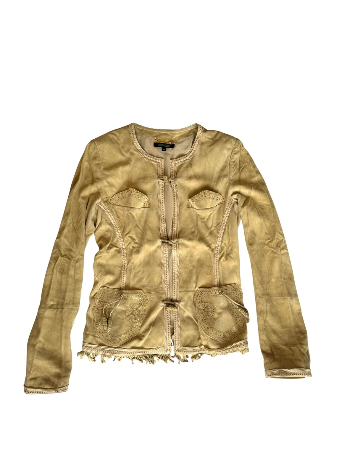 Roberto Cavalli camel suede jacket with fringes (42)
