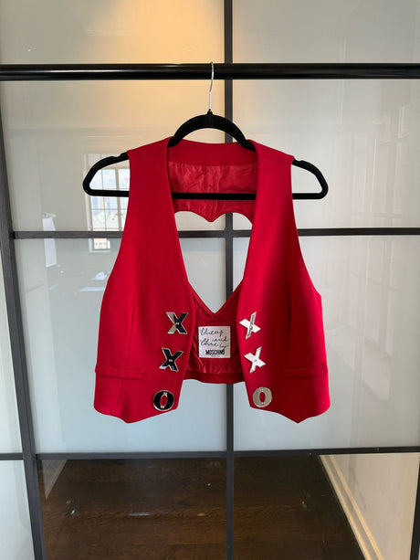 Moschino Cheap & Chic Red Cut Out Heart X O Vest