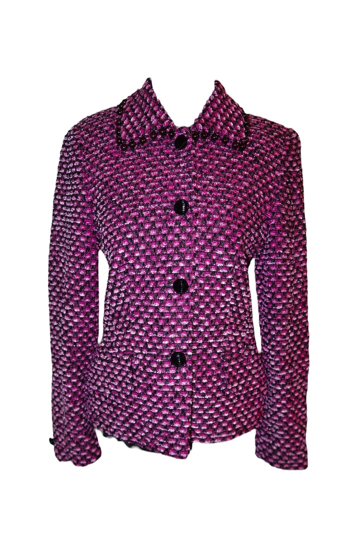 Escada pink and black jacket with black beads