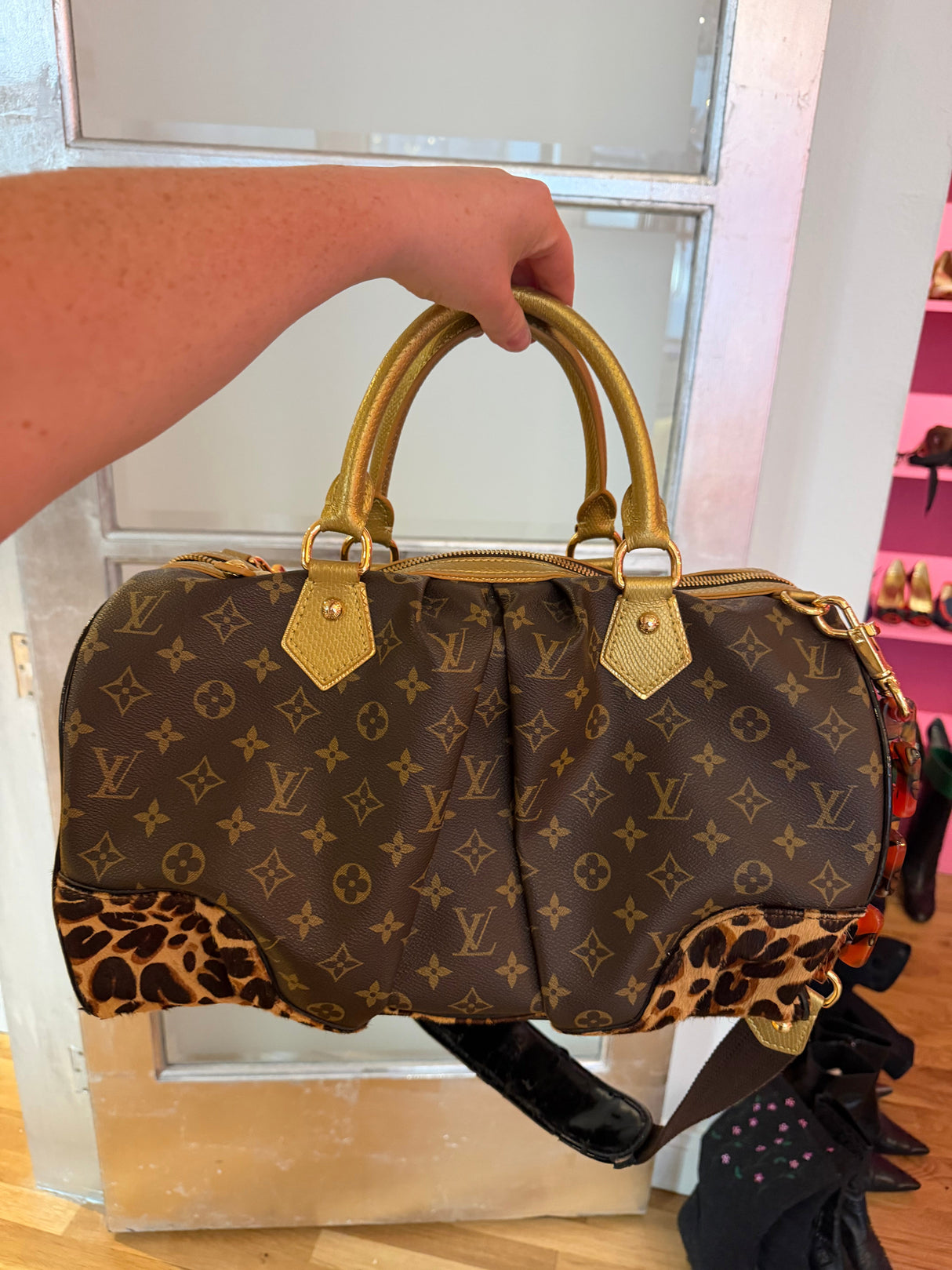 Authentic Louis Vuitton Limited Edition Monogram Leopard Stephen Bag with Leopard Pony Hair circa 2006