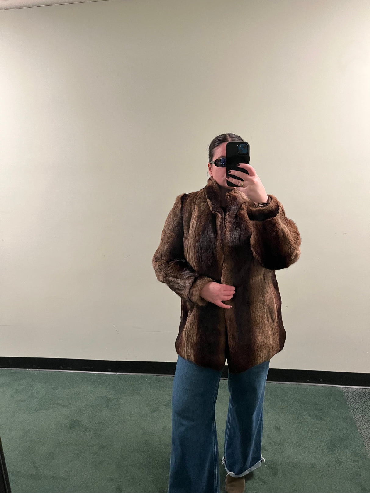 Multicolor brown fur jacket