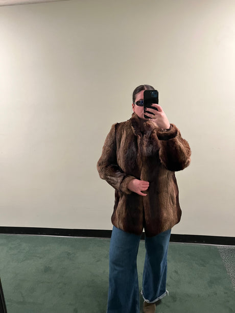 Multicolor brown fur jacket