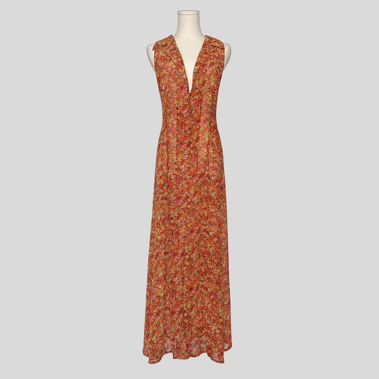 Floral sleeveless maxi robe
