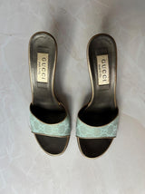 Gucci US 9.5 90s Monogram Canvas Open Toe Mules