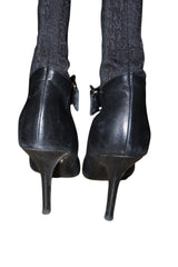 Dior black monogram boots with silver buckle detail (38.5)