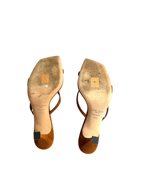 Jimmy Choo camel suede flip flop heels (36.5)