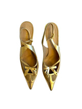 Fendi gold leather slingback heels (38.5)