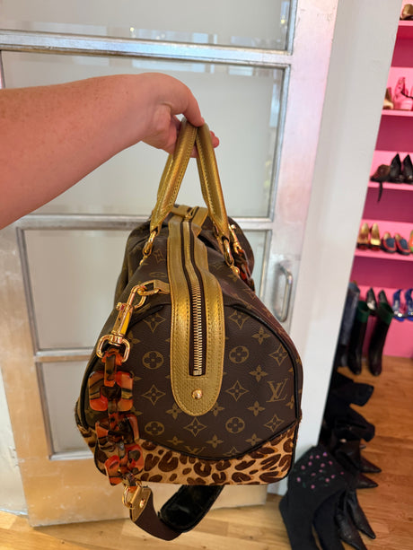 Authentic Louis Vuitton Limited Edition Monogram Leopard Stephen Bag with Leopard Pony Hair circa 2006