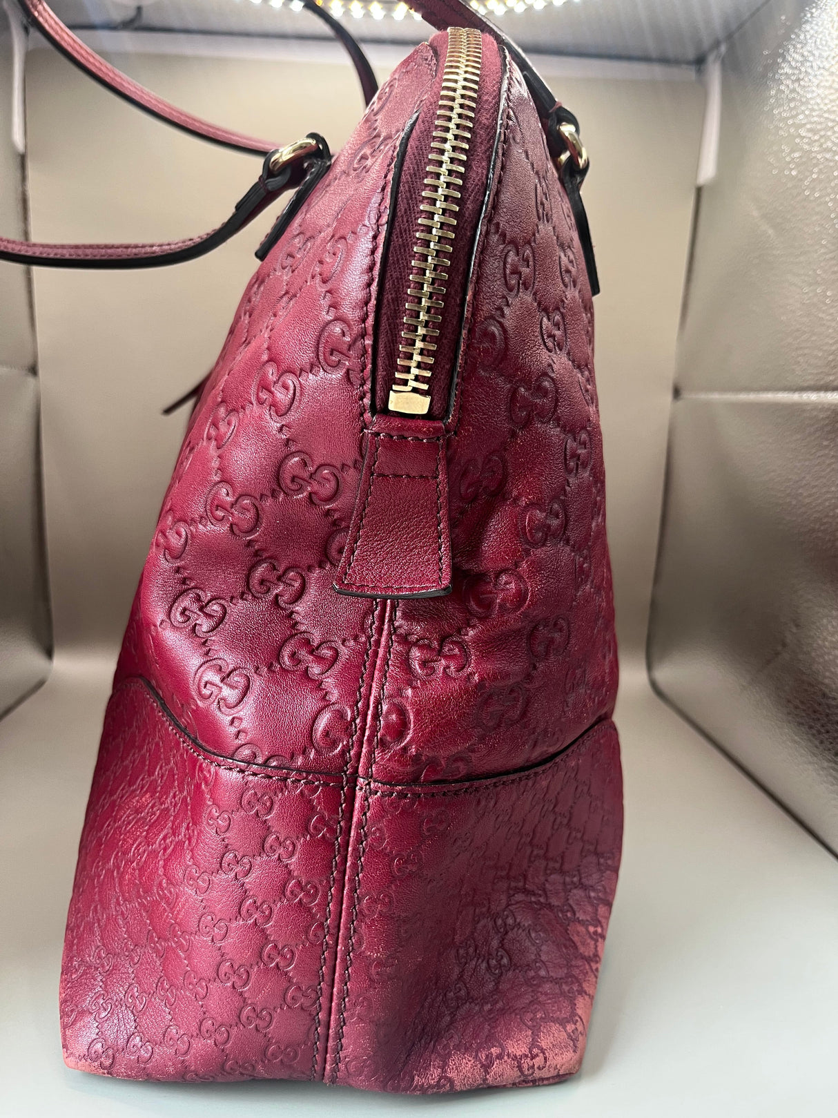 Vintage Y2K Red Gucci Bree Guccissima Tote Bag