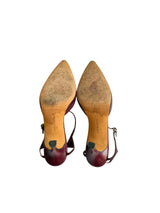 Manolo Blahnik burgundy lizard t-strap slingback heels (39)