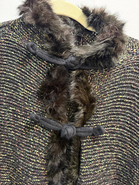 Rani Aribella Cashmere + wool fur trimmed cardigan