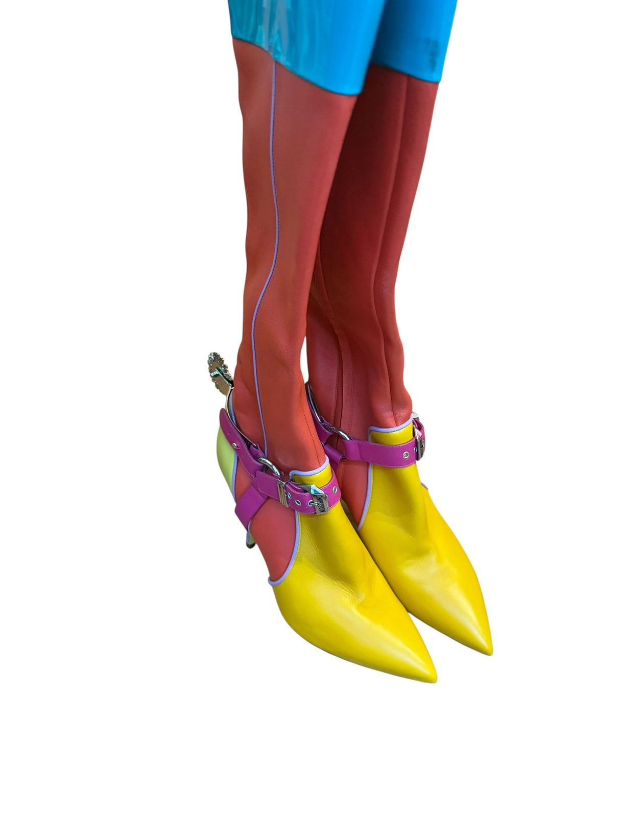 Moschino color block cowboy spur boots (40)