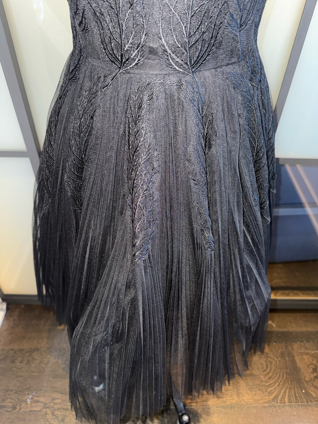 MCQ Alexander McQueen Size IT 36 Black Tulle Feather Lace Dress
