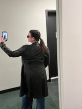 Escapes 100% Lambskin Leather Trench with Ruffle Detail