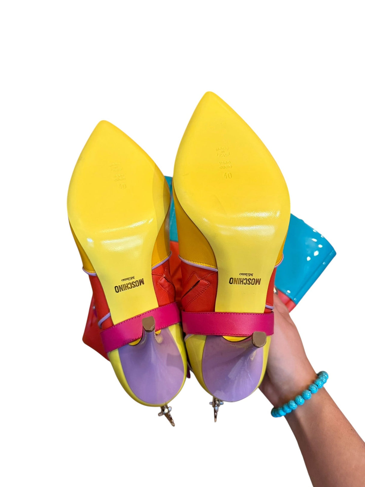 Moschino color block cowboy spur boots (40)
