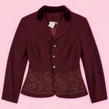 Vintage Caché Burgundy Embroidered Blazer