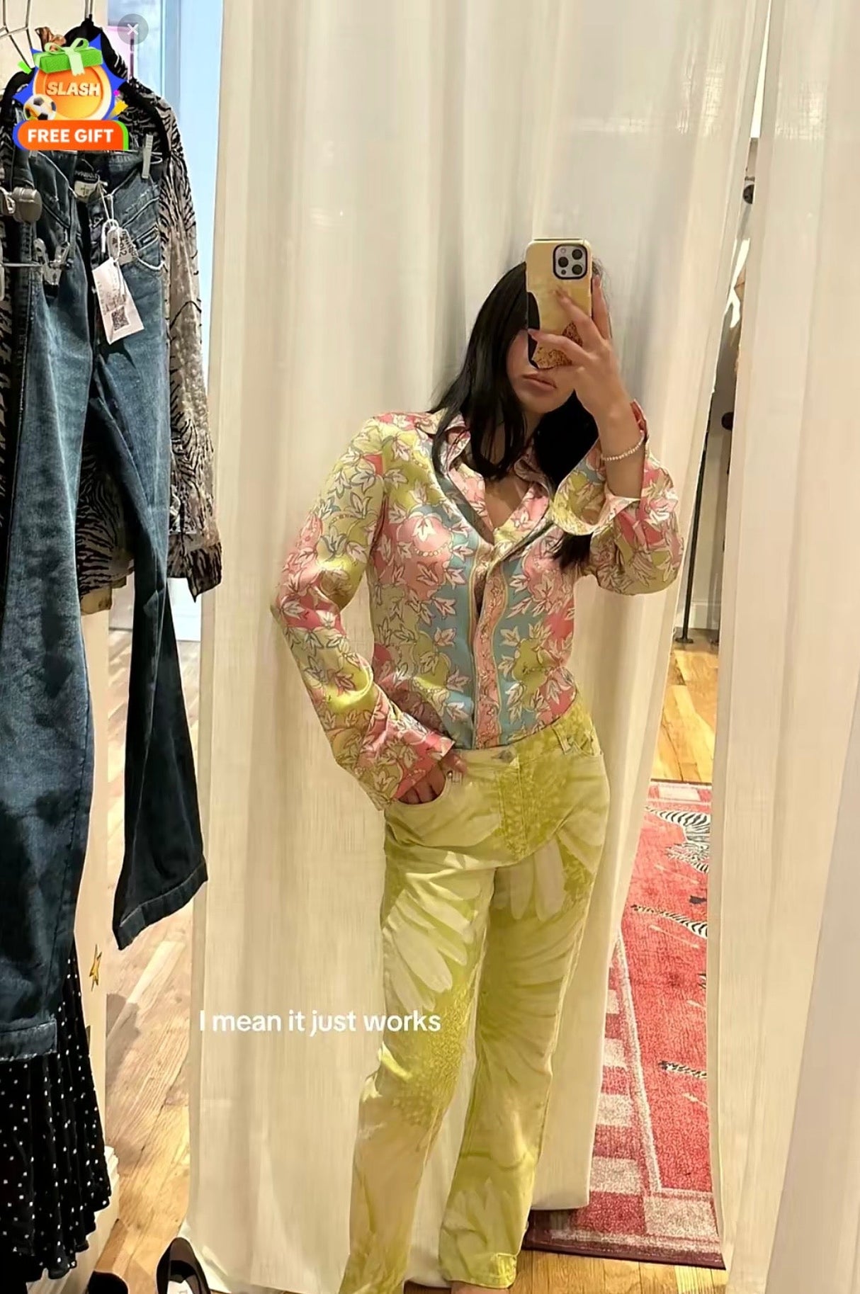 Emilio Pucci Pink blue and green silk shirt