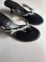 Coach US 7 Black Leather Thong Sandal