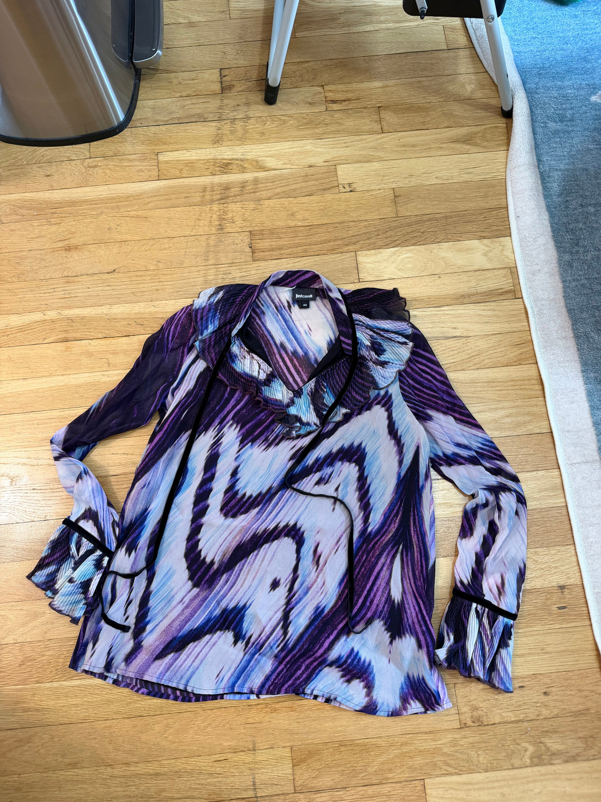 Cavalli purple tie die blouse TUV #12562