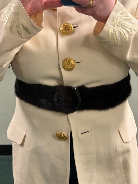 Stunning Genuine Mink Belt with crystal detail