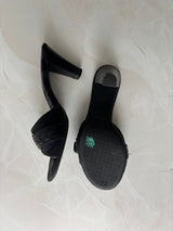Coach US 6 Black Monogram Canvas Open-toe Block Heel Mule