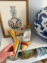 Dolce & Gabbana raffia pumps with yellow trim nd orange bow - TUV #767809