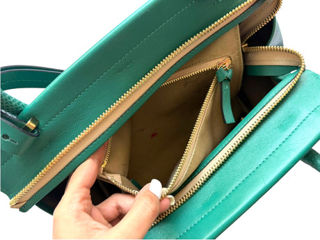 Chloé green Everston leather snakeskin trimmed bag