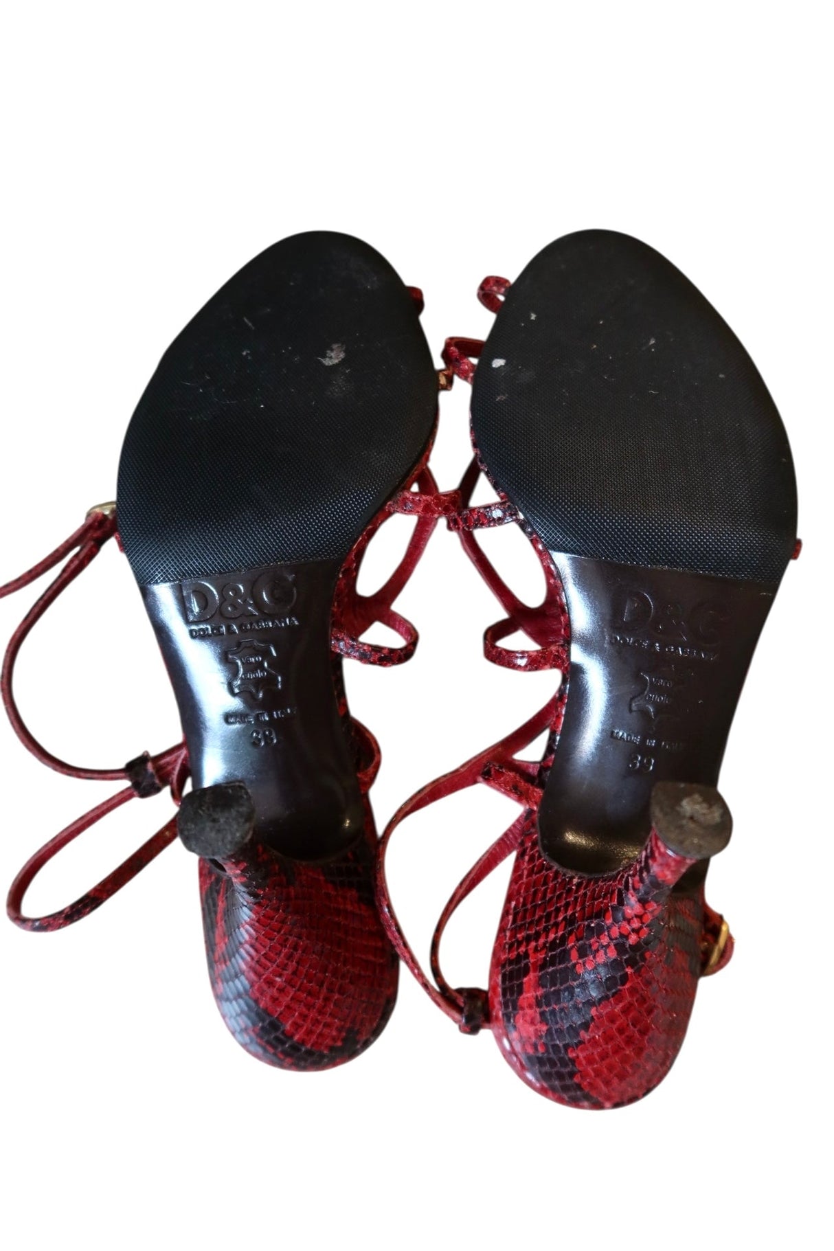 Dolce & Gabbana red snake strappy heels (39)