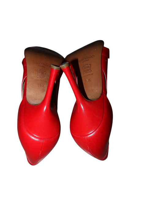 Jimmy Choo red pointed toe pump heels with cutouts (39.5)