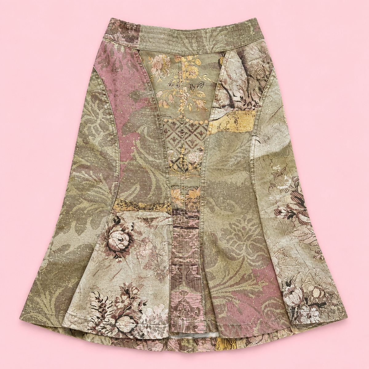 Roberto Cavalli SS 2005 Patchwork Print Midi Skirt