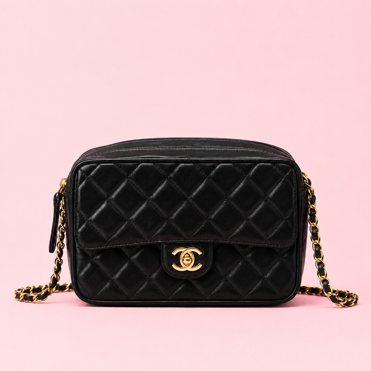 Chanel Black Quilted Lambskin Camera Bag