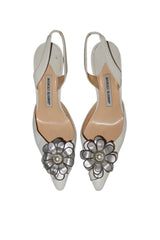 Manolo Blahnik white heels with flower detail (36.5)