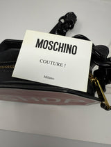 Moschino Leather Black Red SHOP Crossbody Bag Purse