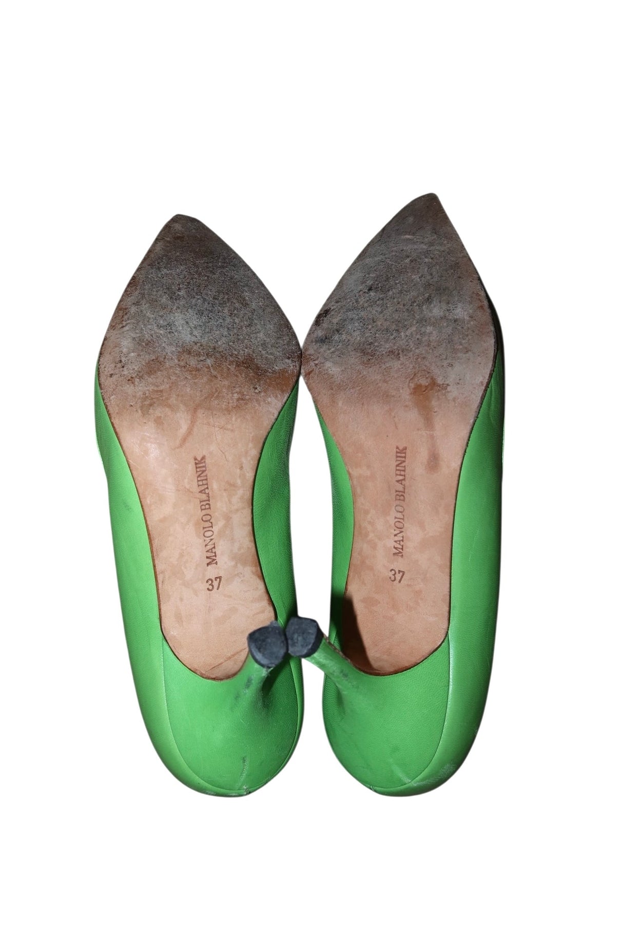 Manolo Blahnik green leather pumps (37)