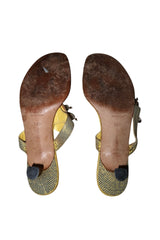 Manolo Blahnik yellow pearl and lizard sandal heels (38.5)