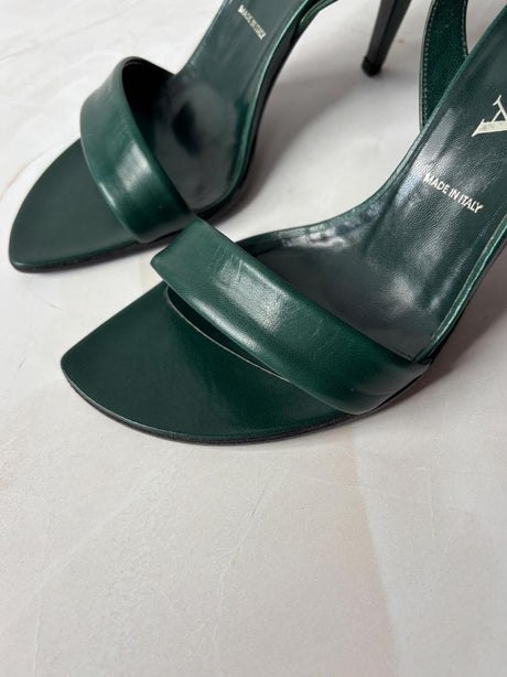 Prada EU 38 Dark Green Leather Slingback Sandal