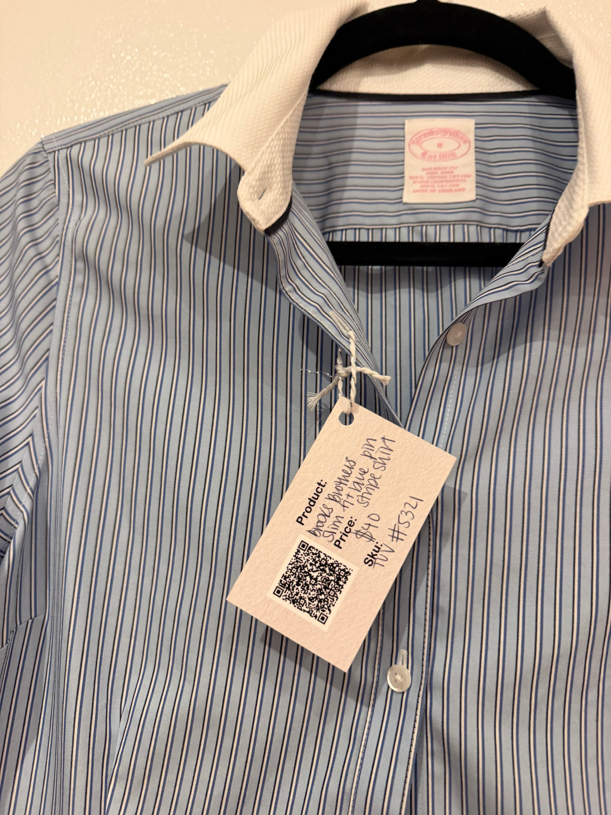 Brooks brothers slim fit blue pin stripe shirt #5321
