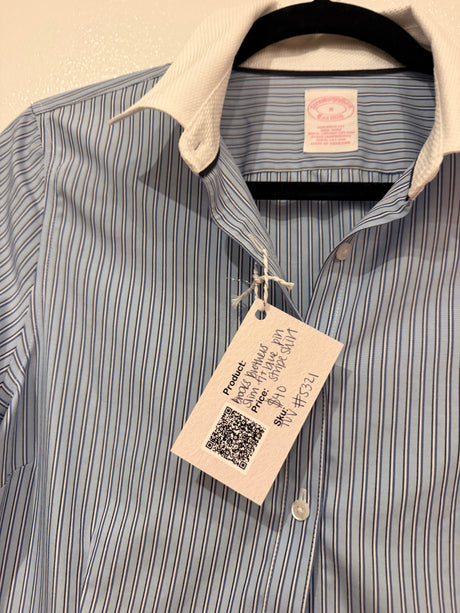 Brooks brothers slim fit blue pin stripe shirt #5321