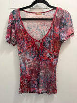 Pink Galliano Newspaper print top - tuv #12212