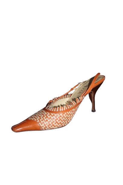 Rare Orange Woven Prada Mule