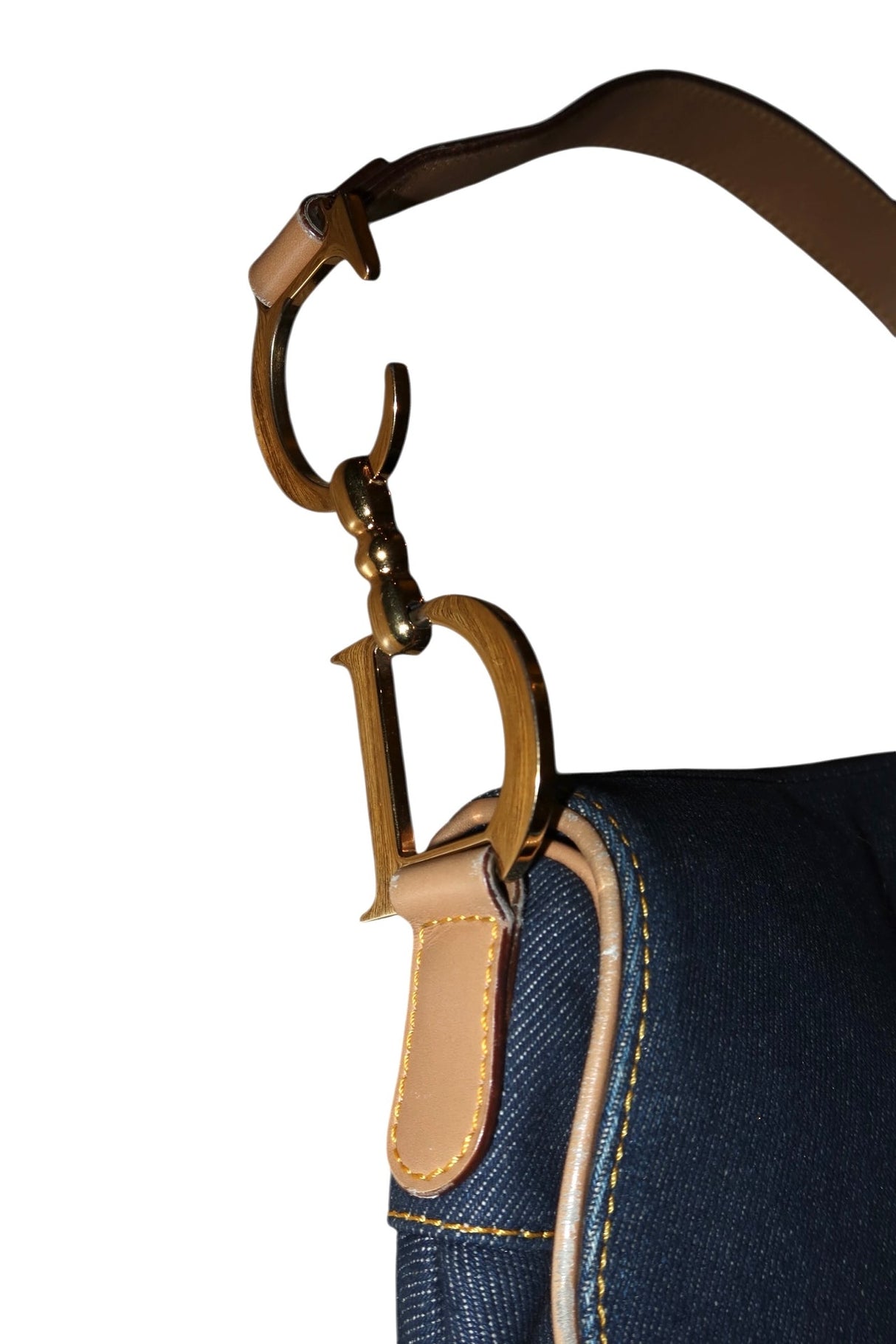 Dior denim saddle bag with gold hardware